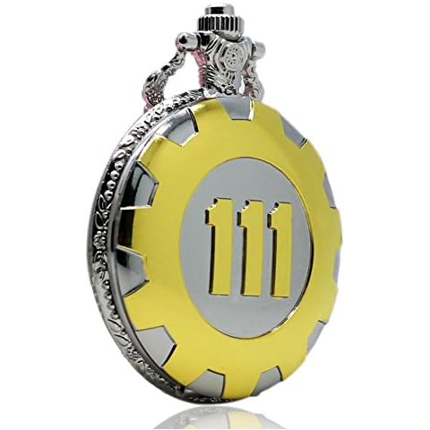 Classic antik Extensions Fallout 4 Thema Anhänger Vault 111 Steampunk Taschenuhr Quarzuhr für Game Fans + Halskette + Geschenk-Box Cover