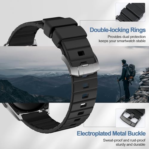 Image of 22mm Strap Compatible with Huawei Watch GT 6 Pro GT6 GT5 GT4 46mm Quick Release 22mm Fluororubber Watch Band for Amazfit bip 6 /Garmin Venu 4 45mm /Forerunner 265 /255 Bands (NO WATCH)