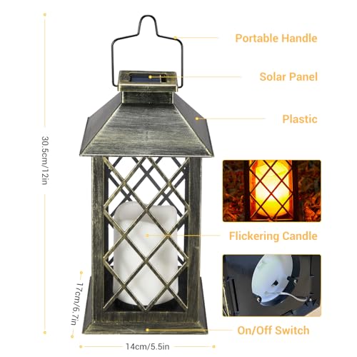 OxyLED Lampara Solar Exterior, 1 PCS Metal Grande Luces Solares LED Exterior Jardin IP44 Impermeable Lampara Vintage Decoracion para Terraza Arbol Mesa Camping - imagen 5