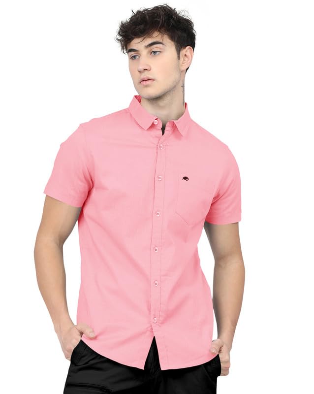 Image of BRUCEWANE Men's 100% Cotton Half Sleeve Shirt