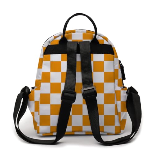 Image of Deanfun Mini Backpack for Women - Waterproof Small Backpack with Orange Checkered Print, Multi Pockets Large Capacity Cute and Stylish MNSB-144