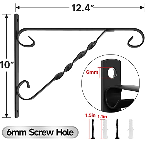 Amagabeli 12 Inch Outdoor Hanging Brackets Wall Hooks Hangers For Plants Lanterns Flower Baskets Bird Feeder Wind Chimes Artworks Screws Included Planter Hooks Heavy Duty Metal Iron Black Hook04 #TOP1