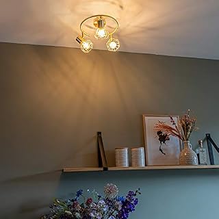 Qazqa - Art Deco Ceiling Spotlight Brass - Mosh 3- - Modern - Suitable for LED E14 | 3 Way Light - Steel Spotway Light - Suitable for Living Room I Kitchen I Bedroom I