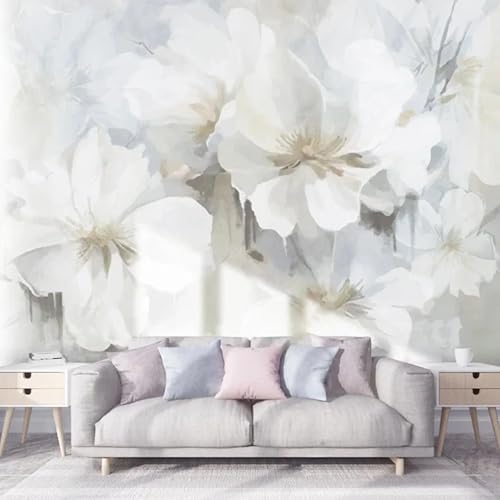 Fresque murale fleurs blanches 3D pour une chambre raffinée - 2