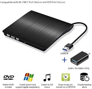 Portable Ultra-Thin External CD Drives DVD Player USB3.0/USB-C 2 in 1 External DVD
