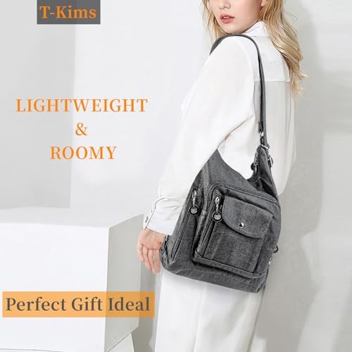 Women Handbags Hobo Bag Tote Bags Shoulder Bag Soft Washed Leather Multifunctional Messenger Bag