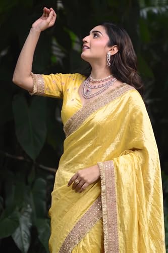 Image of Women's Designer Bollywood Soft Georgette Heavy Embroidery Sequins Work Sarees For Wedding With Blouse Piece