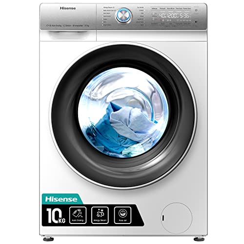 Hisense WFQR1014EVAJM 60cm Freestanding 10 KG Front Load Washing Machine - 1400 RPM - Auto Dosing - Pure Steam - Pause and Add - PureJet - White