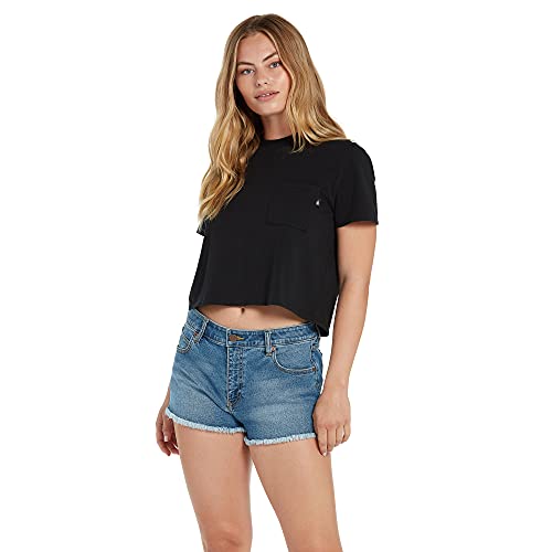 Volcom Women's Outer Banks x Netflix OBX Donâ€™t Love Me Short Sleeve Pocket Tee, Black, Medium