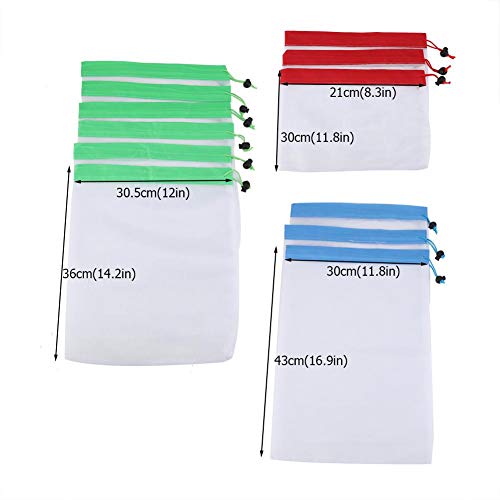 12 Pçs Reutilizáveis Sacos de Malha com Cordão para Produzir Frutas Sacos de Legumes Saco de Compras