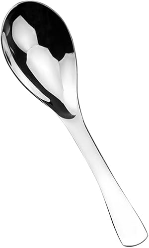 Cuchara de sopa de acero inoxidable de grado alimenticio cuchara de mango largo para el hogar cuchara de servicio de pulido de espejo pesado