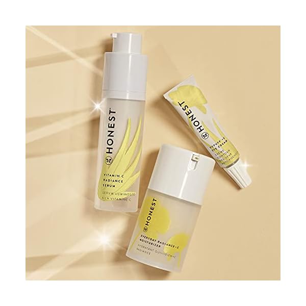 Honest Beauty Vitamin C Radiance Serum Mini with Hyaluronic Acid + Light-Reflecting Pearl | Travel Size | Dermatologist Tested + EWG Certified + Vegan & Cruelty Free | 0.33 fl. oz.