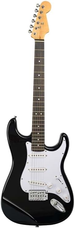 R-701-M Full Size Electric Guitar, Tech Rosewood Fretboard, Chrome-Plated Hardware, SSS Pickup, 6-String Right-Handed Beginner Kit with Bag, Strap, Strings & 2 Picks,Black