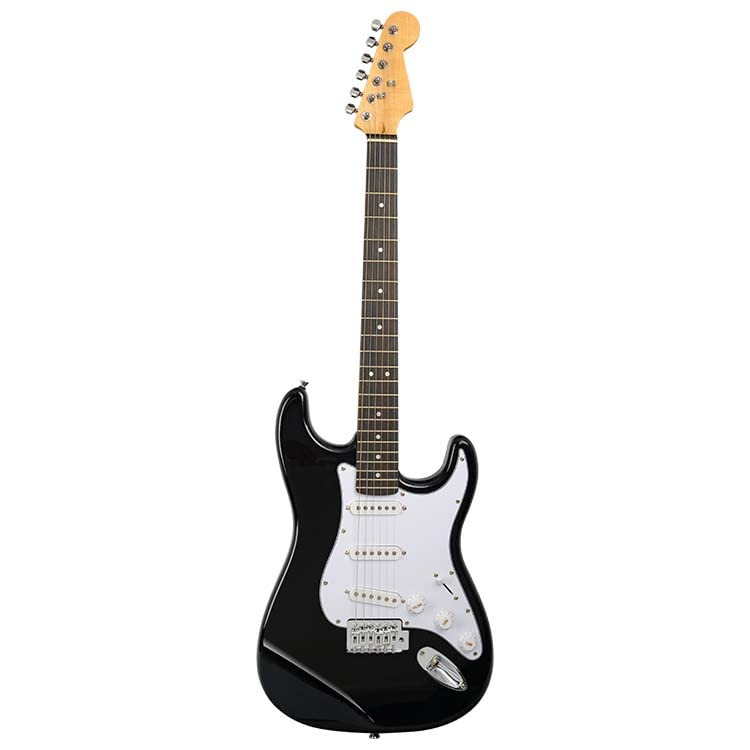 R-701, Full Size Rosewood Fret board Electric Guitar, 6 String Right Handed Beginner with Bag, Strap, One Set of Strings and 2 Picks (Black)