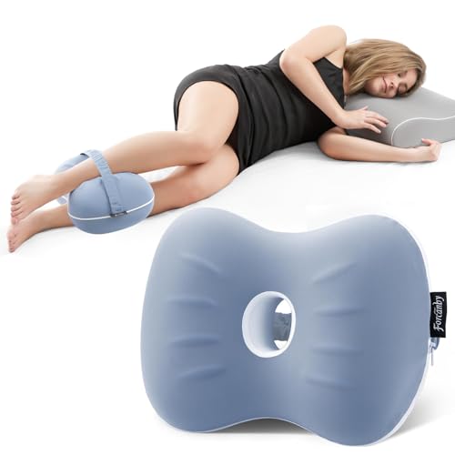 Knee Pillow for Side Sleepers - Leg Pillows for Sleeping - Memory Foam Knee Pillows for Back Hip Pain, Spine Aligning, Sciatica, Surgery Recovery, Pregnancy (Misty Blue)