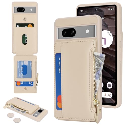 Image of Cavor for Google Pixel 7a Case Wallet with Card Holder, Cream