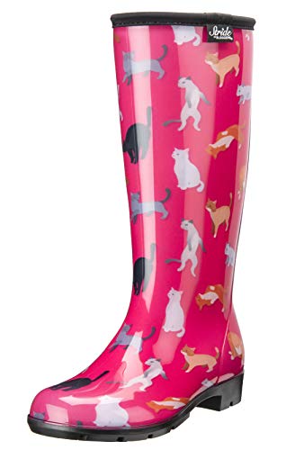 Stride by Sloggers Rain and Fashion Tall Boot with Comfort Insole, Crazy Cat print, Style 5519CATS07