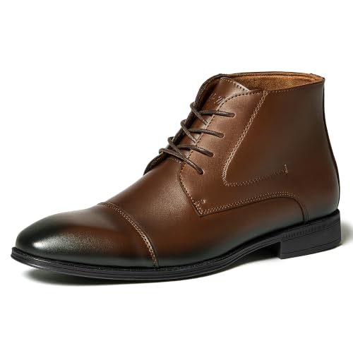 Image of Holy dove Mens Dress Boots Leather Oxford Chukka Boots | Hi-Poly insole,non-slip rubber outsole, business formal, ankle-high chukka Oxford style