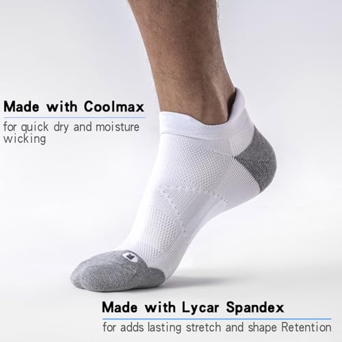 6 Pairs Cushioned No Show Tab Socks - Compression Low Cut Ankle Socks, Anti-Blister & Wicking for Athletic Running3