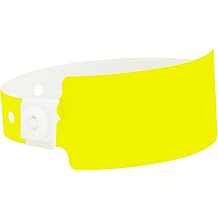 Wristco 500 Neon Yellow Wide Plastic Wristbands for Events - Hospital Identification Bands, Medical Waterproof Patient Wristbands, Hospital ID Bracelets