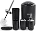 CERBIOR Bathroom Accessories Set 6 Piece Bath Ensemble Includes Soap Dispenser, Toothbrush Holder, Tumbler, Soap Dish for Decorative Countertop and Housewarming Gift, Black
