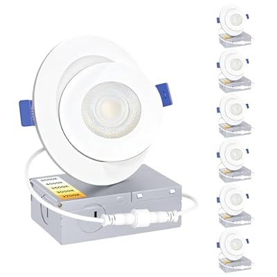 Ensenior 6 Pack 4 inch Gimbal Led Recessed Light with Junction Box, 90° Adjustable Directional Eyeball Lighting, Dimmable, 2700K/3000K/3500K/4000K/5000K, 900LM, 9W=85W-ETL&FCC Certified