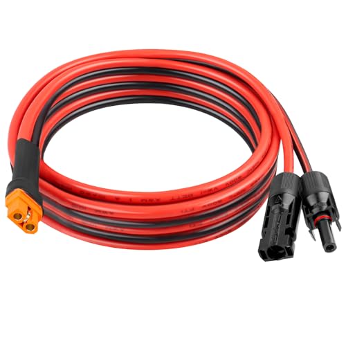 XRDS -RF Solar Panel Adapter Cable to XT60i 8FT - 10AWG XT60i Female Solar Cable Tinned Copper Wire with PVC Jacket, XT60i Solar Extension Cable for Power Station and Portable Generator