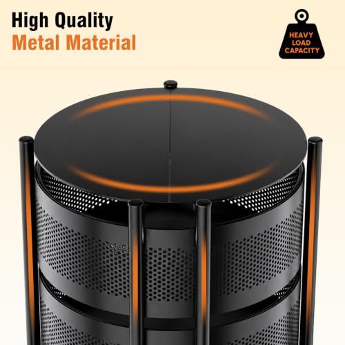 Image of JD FRESH 5 Tier Metal Rotating Kitchen Trolley /360-Degree Rotating Wheels with Expandable Side Opening Design /Movable Butterfly Trolley and Storage Shelf for Kitchen, Livingroom or Bathroom (Black)