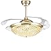 Produktbild Unsichtbarer Ventilator Licht Kristall Metall Deckenleuchter 42 Zoll LED Fernbedienung Deckenleuchte Moderne Deckenventilator Licht mit einziehbaren Klinge Dimmbare Beleuchtung Ventilator Kronleuchter