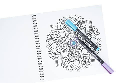 Image of Brustro DIY Mandala Colouring Book 9 inchx9 inch (Inches), 160 GSM, 25 Perforated Sheets | Ideal for Stress Relief & Mindfulness Art Book for Adults & Kids,Drawing,Mixed Media,Pens,Markers
