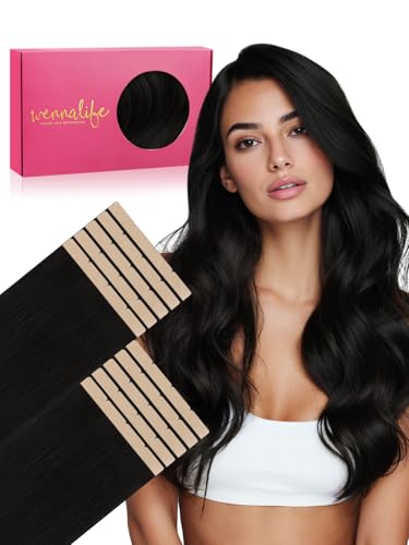 Image of WENNALIFE 3.15 inch Wide Tape in Hair Extensions Human Hair, Tape in Weft