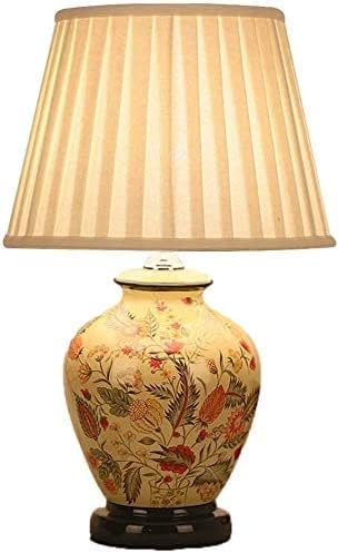 Miniatura 6 de JITEM Lámpara de Mesa - Lámpara de mesa grande de cerámica oriental, pintada a mano, E27, lámpara de mesita de noche con pantalla de tela e