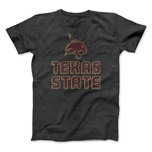 Nudge Printing Texas State University Shirt Bobcats Apparel Super Soft Heather Dark Grey Tshirt (TXST Stacked, XX-Large)