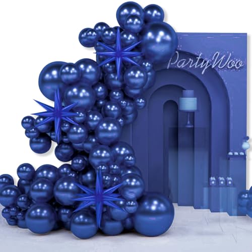 PartyWoo Navy Blue Star Balloons 110pcs Different Sizes...
