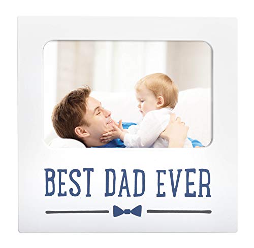 Image of Kate & Milo Best Dad Ever Picture Frame, New Dad Gifts, Father's Day, Daddy & Me Baby Keepsake, 4x6 Photo Frame, White