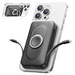 Mag-safe Power Bank 20000mAh, 22.5W PD Wireless Power Bank Fast Charging, Portable Charger with Built in USB-C/IOS cable, Magnetic Battery Pack with Stand for iPhone 17/16/15/14/13/12 Pro Max Black
