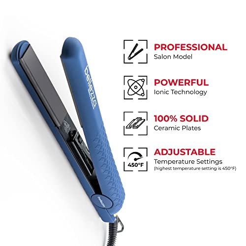 Amazon.com: Bellezza Lumino Plancha de pelo profesional de 1.25 pulgadas,  100% cerámica, plancha plana con ajustes de calor ajustables, plancha  alisadora de pelo de doble voltaje, Planchas de Cabello (azul marino) :