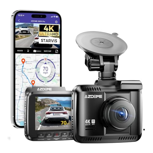 Câmera Veicular Gs63h Pro 4K 1080P Dash Cam Frente e Traseira, Visão Noturna, Detecção de Movimento, Tela LCD de 2.4', Wi-Fi Integrado e Gravação de Alta Performance