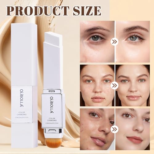 Color Changing Foundation Stick, 2 in1 Korean Foundation Make up mit Bürste, Farbwechselndes Foundation Stick für Alle Hauttypen, Feuchtigkeitsspendende Waterproof(Natural)
