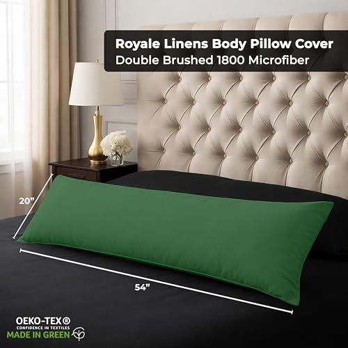 Image of ROYALE LINENS Body Pillow Cover - Double Brushed 1800 Microfiber - 20 inchx54 inch with Hidden Zipper Closure - Wrinkle & Fade Resistant - Super Soft Body Pillowcase 2 Pack (Hunter Green, Pack of 2)