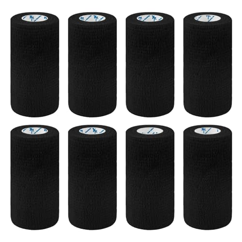 8 Rolls Self Adhesive Bandage Warp 4 inch Self Adherent Cohesive Bandages, 10cm x 4.5m Elastic Breathable Self Adhesive Bandage for Finger, Sports and Stretch Athletic,Pet Vet Wrap for Horse