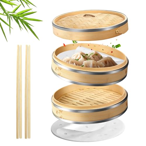 Flexzion Set Of Bamboo Steamer Basket