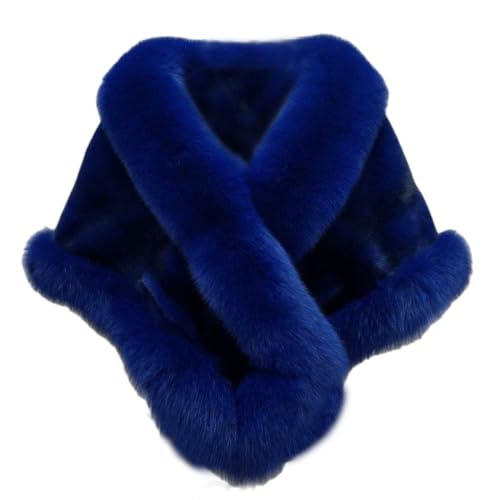 Women's Faux Fur Winter Shawl Wrap Stole Shrug Bridal Bridesmaid Wedding Cover Up Scarf Cape