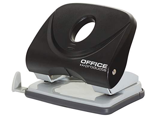 OFFICE PRODUCTS Locher/bis 30 Blätter/Mechanismus und Gehäuse aus Metall/Kunststoffarm (ABS)/ Farbe: schwarz/Rutschfeste Kunstsoffkappe für den Boden