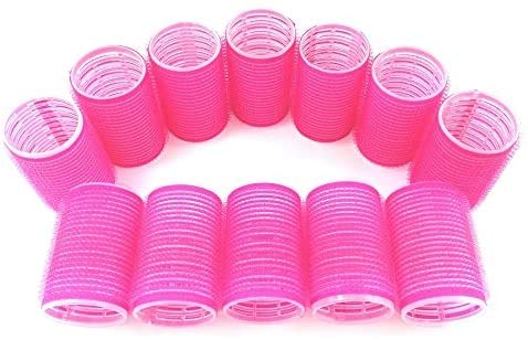 Jumbo Hair Rollers Curlers Multicolor Self Grip Cling Nylon Plastic Sticky Curling Tools Pro Salon Hairdressing Curlers Or DIY Curly Hairstyle Color Random(41mm 1-1/2 Large Size 12PCS