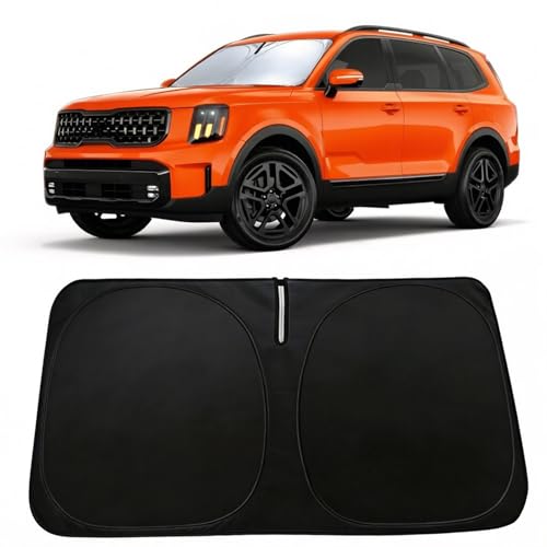 Image of Windshield Sun Shade for Kia Telluride 2020-2025 Accessories, Car Front Window Sun Visor & Heat Shield | 240T Sunshade Protection Blocks UV Rays