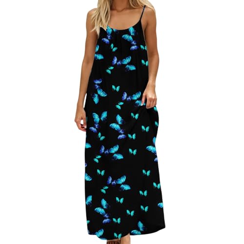 Image of HTHLVMD Backless Cami Dress Summer Dresses for Women 2026 Spaghetti Strap Dresses Womens Solid Color Backless Cami Dress