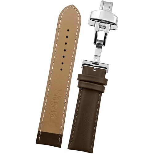 Image of DBLACK ''NAGATA3'' Leather Watch Strap with Butterfly Lock, Minimalist Design Watch Belt / / For 18mm, 20mm, 22mm, or 24mm Watch Band (Choose Your Size & Color)