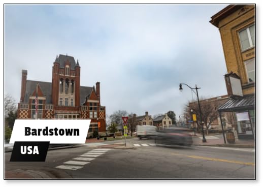 Kühlschrankmagnet Verkehr vor dem Old Nicols County Courthouse in Bardstown, Kentucky,...