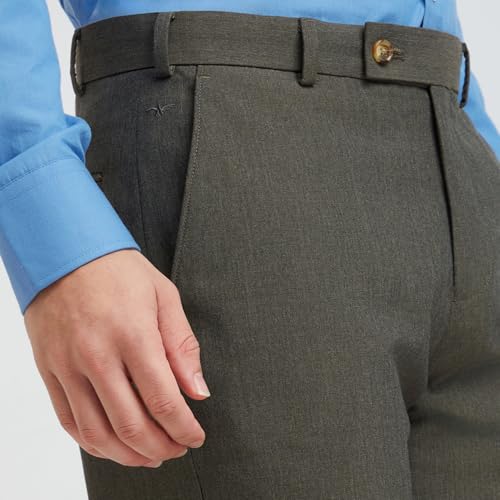 Image of Park Avenue Men's Regular Fit Mid Rise Solid Pattern Poly Viscose Blend Flat Front Formal Trouser